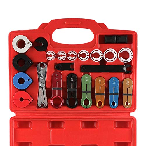 22pcs Master Quick Disconnect Tool Kit for Automotive AC Fuel Line and Transmission Oil Cooler Line, Includes Scissor Type Remover, Compatible with Most Ford Chevy GM Models