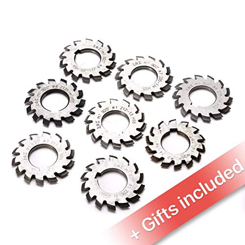 8PCS Milling Gear Cutters HSS - Module 1 PA20 Bore22#1-8 Involute Gear Cutters for Milling Machine