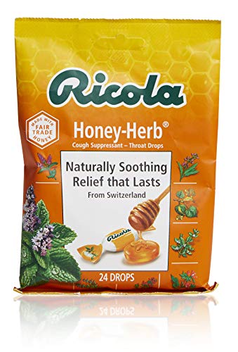 Ricola Honey Herb Herbal Cough Suppressant Throat Drops, 24ct Bag