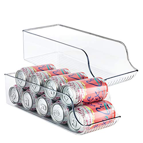 Homeries Can Drink Holder Storage & Dispenser Bin for Refrigerator, Freezer, Countertop, Cabinets & Pantry - Pack of 2 - Holds Up To 9 Cans (7oz) - Beverage & Canned Food Organizer