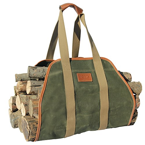 INNO STAGE Waxed Canvas Log Carrier Tote Bag,40'X19' Firewood Holder,Fireplace Wood Stove Accessories