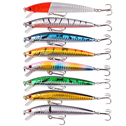 Aorace 8 pcs/Lot Fishing Lures Hard Bait Life-Like Bass Pike Swimbait Shad Plastic Fishing Tackle Minnow Fishing Bait 10cm 8.5G