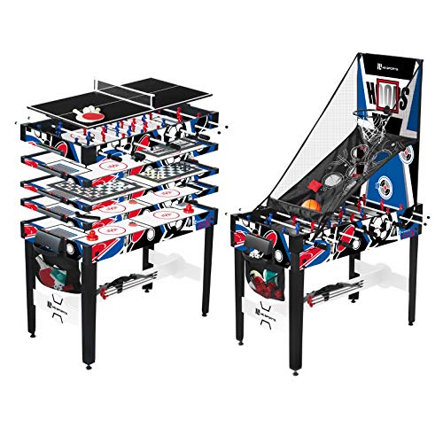 12-in-1 Multi Game Table Set for Adults, Kids, Families - Foosball Tables with 5 Conversion Tops, 4 Board Games, and Multiplayer Sports Games, All-Inclusive - Combination Arcade Games Kit