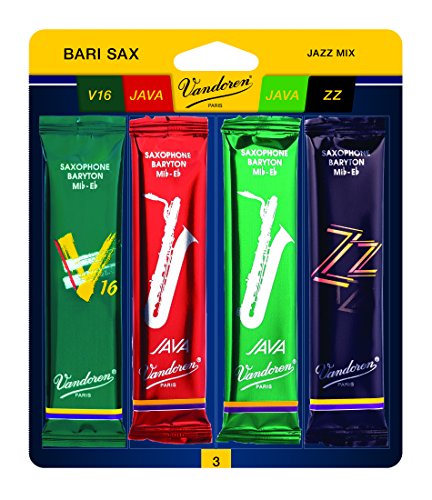 Vandoren SRMIXB3 Bari Sax Jazz Reed Mix Card includes 1 each ZZ, V16 JAVA and JAVA Red Strength 3