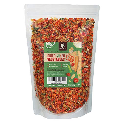 Gourmanity 2 lb Dehydrated Mixed Vegetables, All Natural, Gluten Free & Allergen Free, Dried Vegetable Soup Mix, Dried Ramen Vegetables, Dried Vegetables For Soup, Vegetable Soup Mix Dried Kosher
