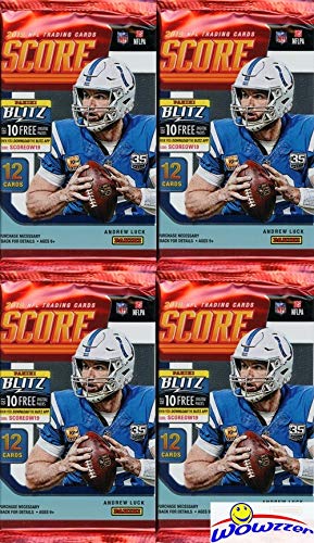 2019 Score NFL Football Collection of FOUR(4) Factory Sealed Packs with 48 Cards! Loaded with ROOKIES & INSERTS! Look for RCs & Autos of Kyler Murray, Daniel Jones, Dwayne Hoskins & Many More! WOWZZER