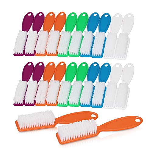 HOFASON 20 Pieces Handle Grip Nail Brush, Hand Fingernail Cleaner Brush Manicure Tools Scrub Cleaning Brushes Kit for Toes and Nails Women Men(Random Colors)