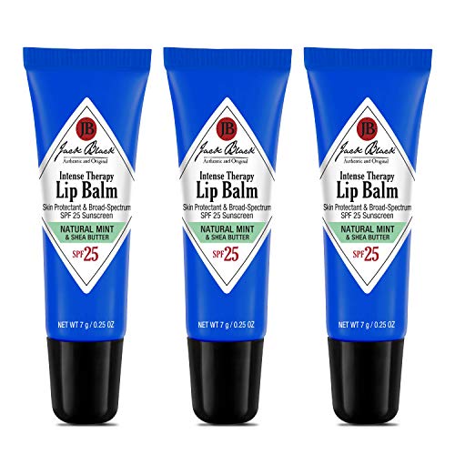 Jack Black, Intense Therapy Lip Balm SPF 25, Green Tea Antioxidants, Long Lasting Treatment, Broad-Spectrum UVA and UVB Protection, Natural Mint & Shea Butter Flavor, 0.25 oz, Pack of 3