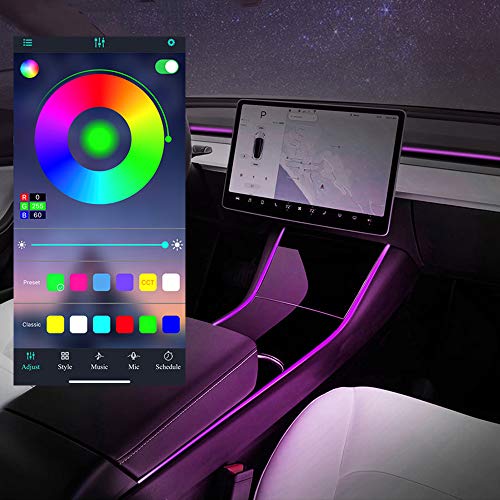 Tesla Model 3 Model Y Neon Light Tubes RGB Interior LED Strip Lights with App Controller