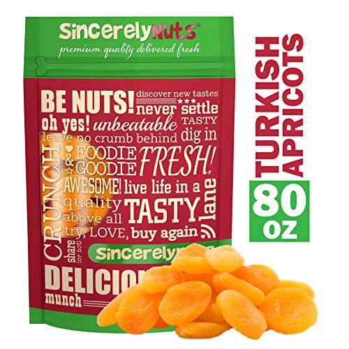 Sincerely Nuts - Dried Turkish Apricots | Five Lb. Bag | Healthy Pitted Apricot Fruit | Raw Vegan Snack | Dehydrated | Sweet Gourmet Snacking Food | Kosher and Gluten Free