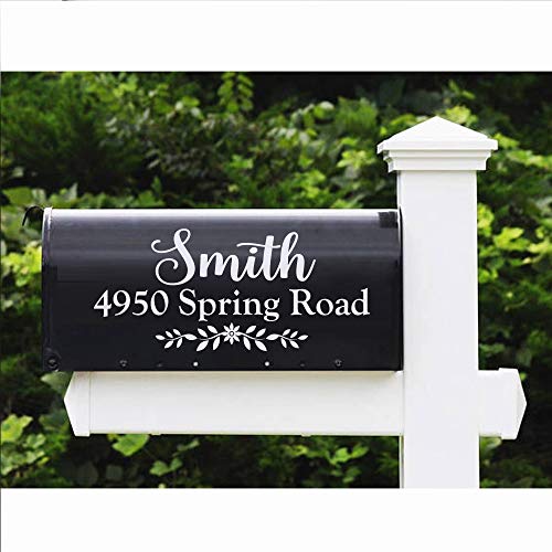 WallzTalk Set of 2 Personalized Mailbox Decal Custom Address Sign Family Name Decal Vinyl Lettering Farmhouse Decor 6.5' h x 14' w