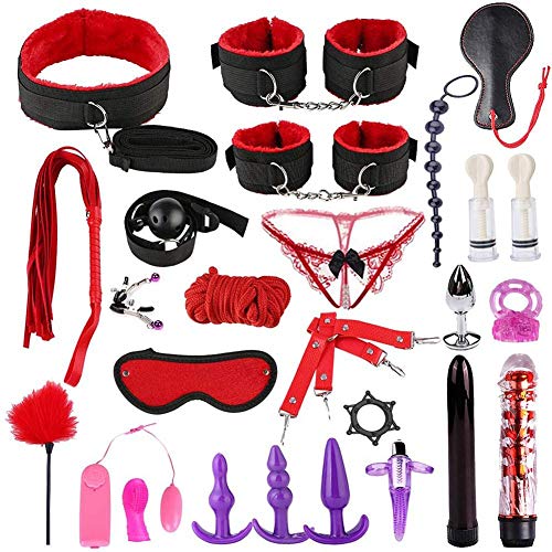 StageOnline Superior Couple Game 26PCS Leather Toys Beginners Couples Sex Adjustable S & M Game Tools Kit for Couples Play