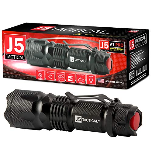J5 Tactical V1-PRO Flashlight - The Original 300 Lumen Ultra Bright, LED Mini 3 Mode Flashlight