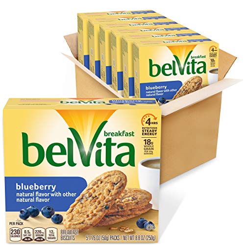 Belvita Blueberry Breakfast Biscuits, 6 Boxes of 5 Packs (4 Biscuits Per Pack)