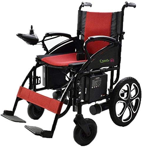 Culver Electric Power Wheelchair Scooter Fold & Travel Folding Safe Electric Wheelchair Motorized Aviation Travel Heavy Duty Power Wheelchair Silla de Ruedas Electrica (Lead Acid-Red)