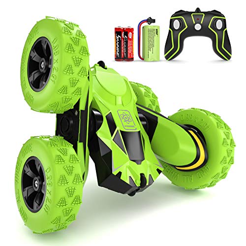 SGILE RC Stunt Car Toy, Remote Control Car with 2 Sided 360 Rotation for Boy Kids Girl, Green