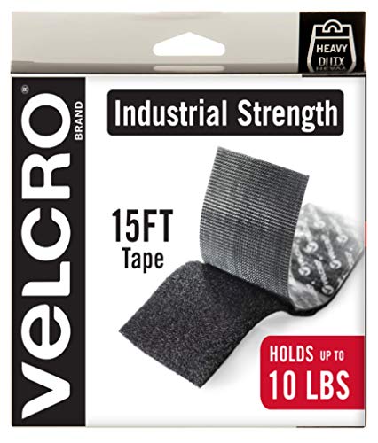 VELCRO Brand Heavy Duty Tape with Adhesive | 15 Ft x 2 In | Holds 10 lbs, Black | Industrial Strength Roll, Cut Strips to Length | Strong Hold for Indoor or Outdoor Use
