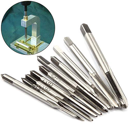 10 Pcs Micro Taps Metric Straight Flute Hand Tap Sets, High Speed Steel Machine Tap Sets for Clocks and Watches Tapping By HOLAN Size M1-M3.5