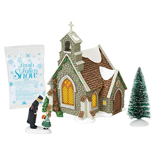 Department 56 Dickens Village Isle of Wight Chapel Lit Building and Accessories, 8.25', Multicolor