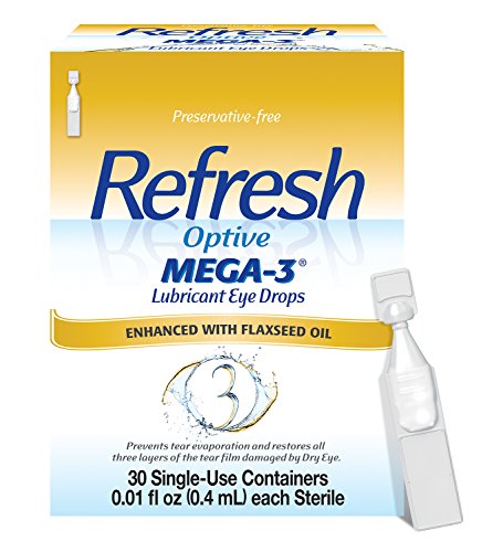 Refresh Optive Mega-3 Lubricant Eye Drops, 30 Single-Use Containers, 0.01 Fl Oz, 30 Count