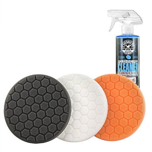 Chemical Guys HEX_3KIT_5 5.5' Buffing Pad Sampler Kit, 4 Items - (1) 16 oz Polishing Pad Cleaner + (3) 5.5' Buffing Pads that Work with 5' Backing Plates