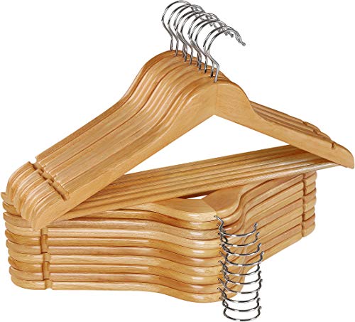Utopia Home Non-Slip Premium Wooden Hangers - 360-Degree Rotatable Hook - Durable & Slim - Shoulder Grooves - Lightweight Hangers for Coats, Suits, Pants and Jackets - Natural Finish - (Pack of 20)
