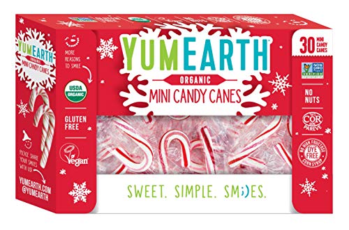 YumEarth Organic Mini Candy Canes, 30 Canes Per Pack - Allergy Friendly, Non GMO, Gluten Free, Vegan
