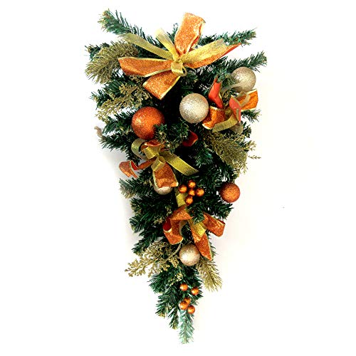 ALEKO CHDG26G Holiday Christmas Adorned Garland Teardrop Swag Gold and Copper