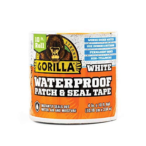 Gorilla Waterproof Patch & Seal Tape, 4' x 10', White (Pack of 1)