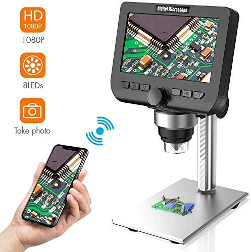 LCD Digital Microscope, YINAMA 4.3 Inch 1080P 2 Megapixels 1000X Magnification Zoom Wireless USB Stereo Microscope Camera, Compatible with iPhone Android, iPad MAC Windows