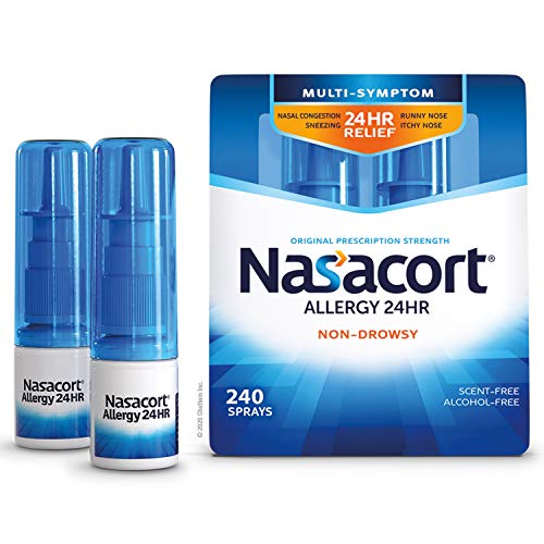 Nasacort Allergy 24HR Nasal Spray for Adults, Non-Drowsy & Alcohol-Free, 120 Sprays, 0.57 fl. oz. 2pk