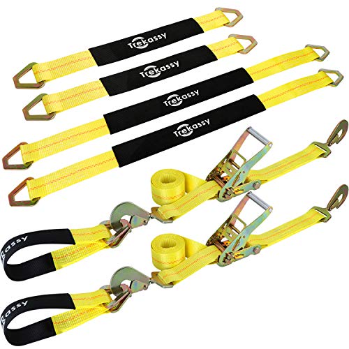 Trekassy 2”x 96” Car Axle Tie Down System with 2 Ratchet Straps and 2+2 Axle Straps