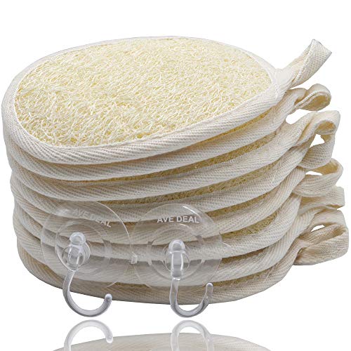 Exfoliating Loofah Sponge Pads (Pack of 8) - Large 4x6-100% Natural Luffa and Terry Cloth Materials Loofa Sponge Scrubber Body Glove - Men and Women