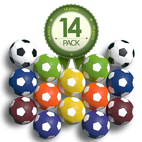 Colonel Pickles Novelties Foosball Table Replacement Foosballs- 14 Pack - 36mm Game Tabletop Size - Multi Colored Tabletop Soccer Balls