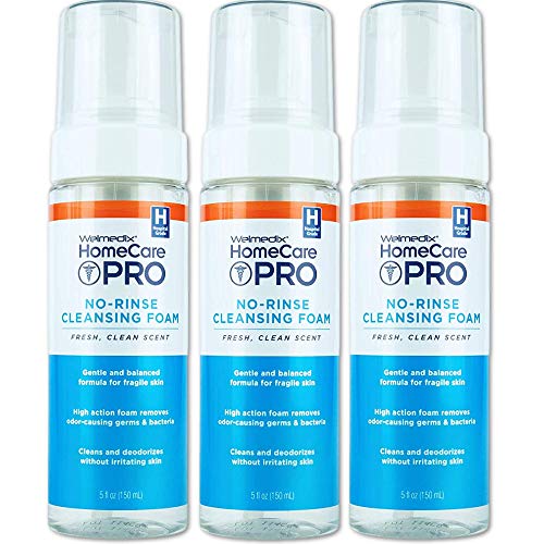Welmedix No-Rinse 3 in 1 Cleansing Foam, Body Wash, Shampoo and Personal Cleanser for Elderly, Incontinence and Infant Care, Hospital Grade, Sulfate Free, Paraben Free (3 Pack)
