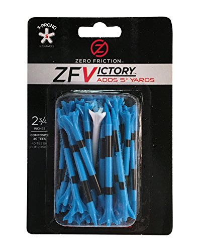 Zero Friction Victory 5-Prong Golf Tees (2-3/4 Inch, Blue, Pack of 40)