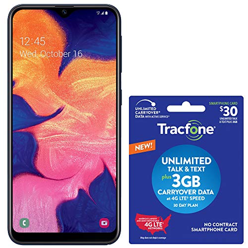 Tracfone Samsung Galaxy A10e 4G LTE Prepaid Smartphone (Locked) - Black - 32GB - SIM Card Included - CDMA - with $30 Airtime Bundle