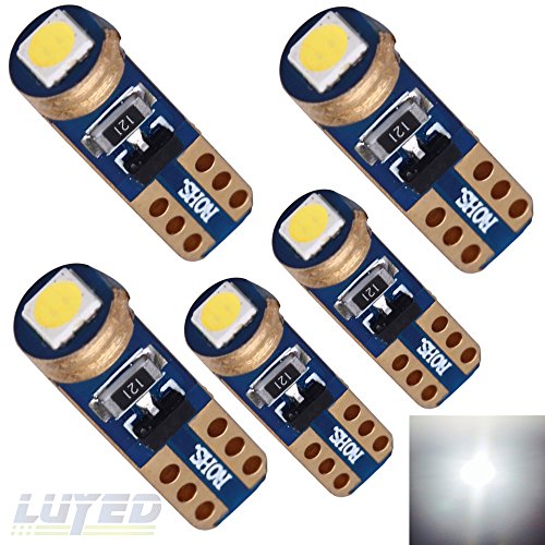 LUYED 5 X Low Power 3030 1-EX Chipsets T5 Led Bulbs Used for Radio Dial Lights,Xenon White