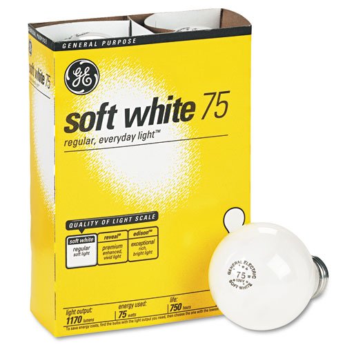 GE 41032 Incandescent Globe Soft White Bulbs, 75 Watts, 4/Pack