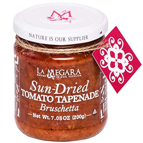 Sun-Dried Tomato Tapenade, Tunisian Bruschetta, 6.7 oz, Juicy Flavor, Gluten-Free and Vegan, Only Natural Ingredients, Non-GMO