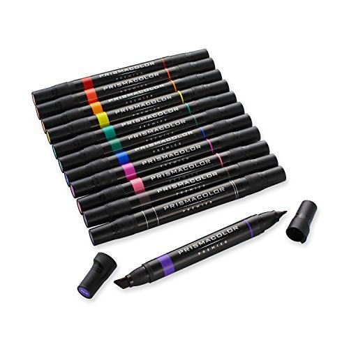 Prismacolor 3620 Premier Double-Ended Art Markers, Fine and Chisel Tip, 12 Pack