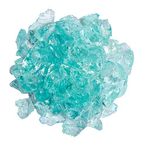 Hiland Fire Pit Fire Glass in Aqua, Extreme Tempature Rating, Good for Propane or Natural Gas, 10 Pounds