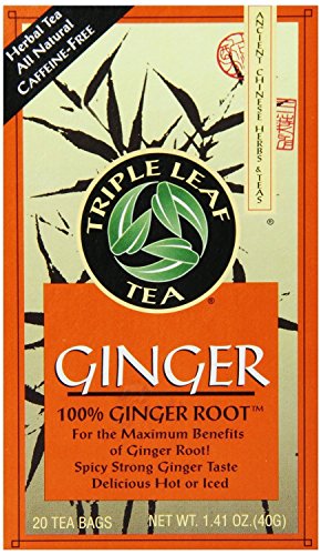 Triple Leaf Tea, Tea Bags, Ginger, 1.4-Ounce Bags, 20-Count Boxes (Pack of 3)