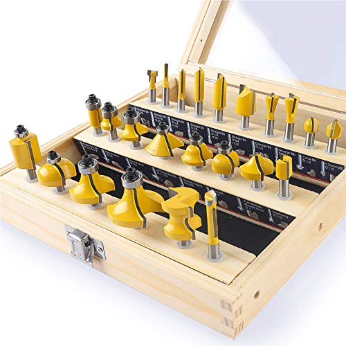 KOWOOD 24X Router Bits Set 1/4 Inch Shank Made of 45# Carbon Steel YG6x Alloy Blade for Professional Woodworking