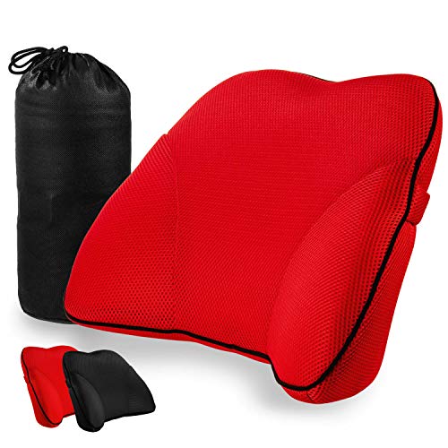 Memory Foam Lumbar Support Back Cushion with 3D Mesh Cover Balanced Firmness Designed for Lower Back Pain Relief- Ideal Back Pillow for Computer/Office Chair, Car Seat, Recliner etc.