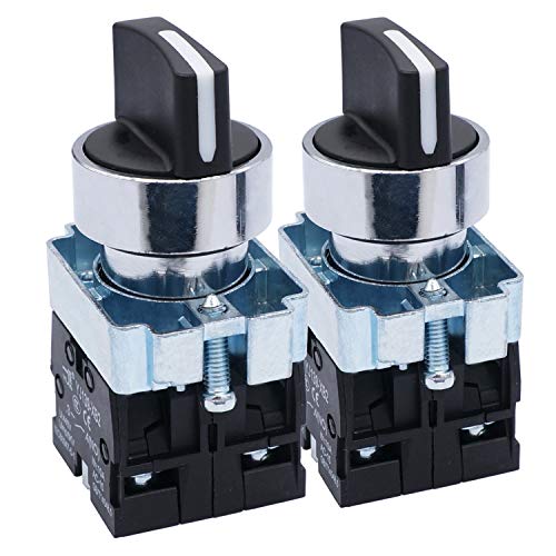 TWTADE / 2Pcs 22mm 2 NO 3 - Positions Maintained Latching Rotary Select Selector Switch 440V 10A (Quality Assurance for 3 Years) XB2-20X/31