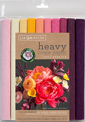 Lia Griffith PLG11032 Heavy Crepe Paper, 26.7 Total Square Feet, English Garden, 10 Count
