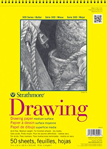 Strathmore 300 Series Drawing Pad, Medium Surface, 11'x14', Wire Bound, 50 Sheets