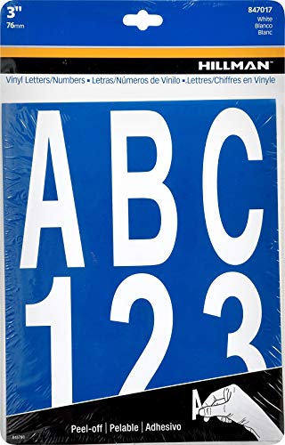 Hillman 847017 3' Peel-Off White Vinyl Letters & Numbers Pack