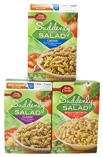 Variety Pack - Betty Crocker Suddenly Pasta Salad (7.25 Oz) - Caesar, Ranch & Bacon, Classic